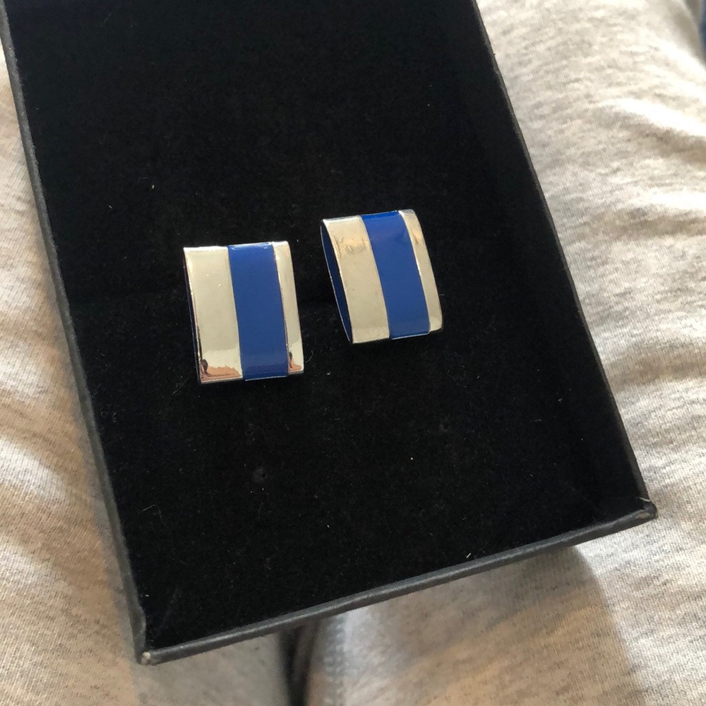 Blue and silver cuff links